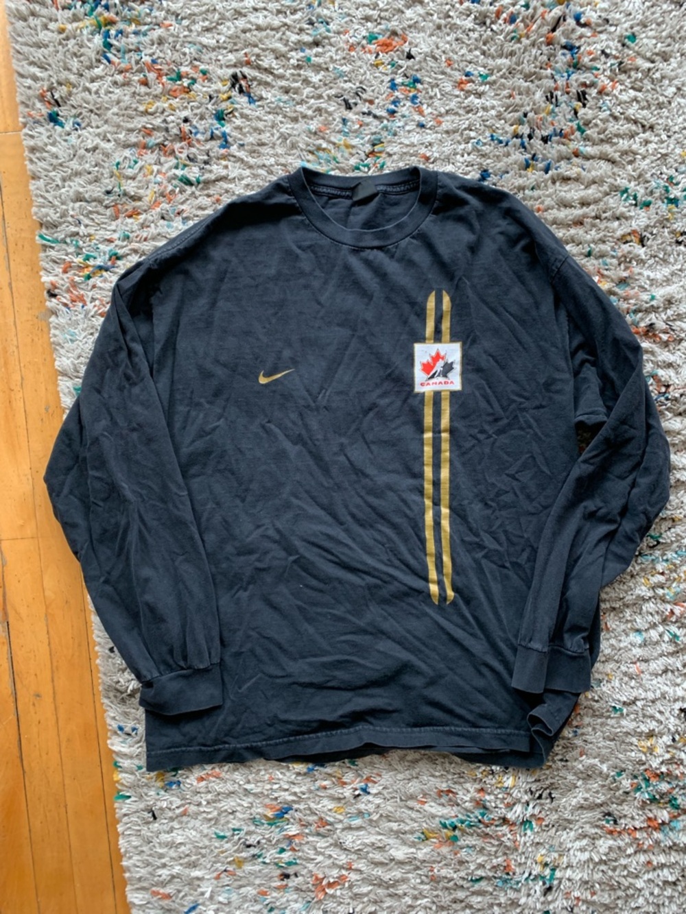 Nike Black Tee with Red Tag and White Swoosh